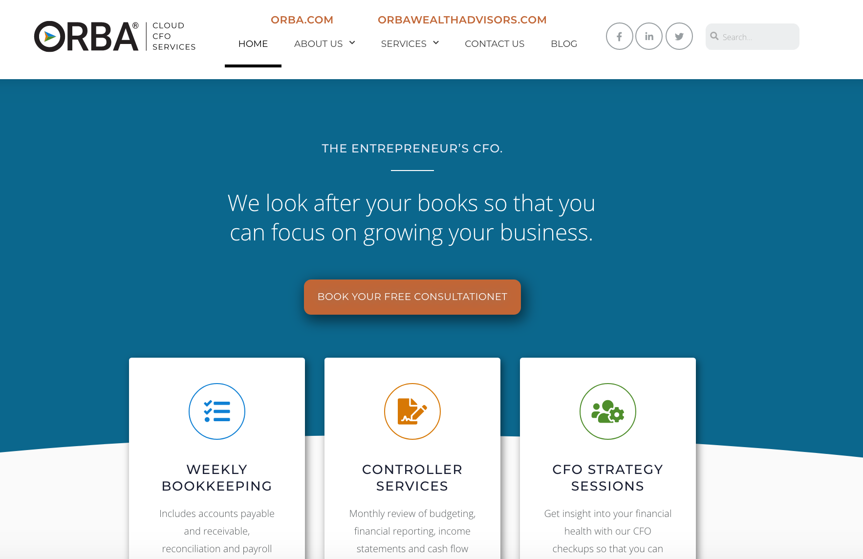 ORBA Cloud CFO Services - Web Design